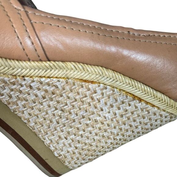 Bacio 61 Shoes Womens 9 W Wide Tan‎ Espadrille Wedge Preppy Neutral Minimalist - Picture 11 of 13